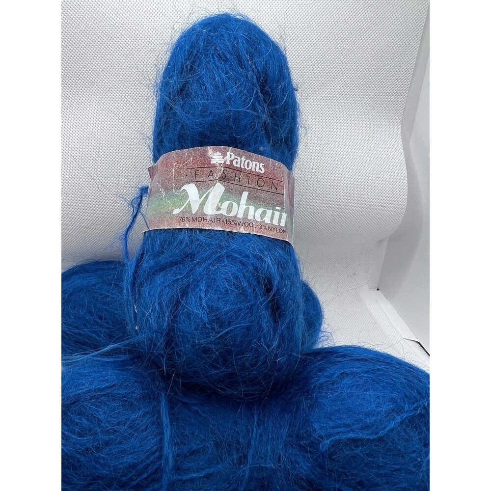 PATONS FASHION MOHAIR Yarn 76% Mohair Made in UK  Skein Vintage 2+ balls blue